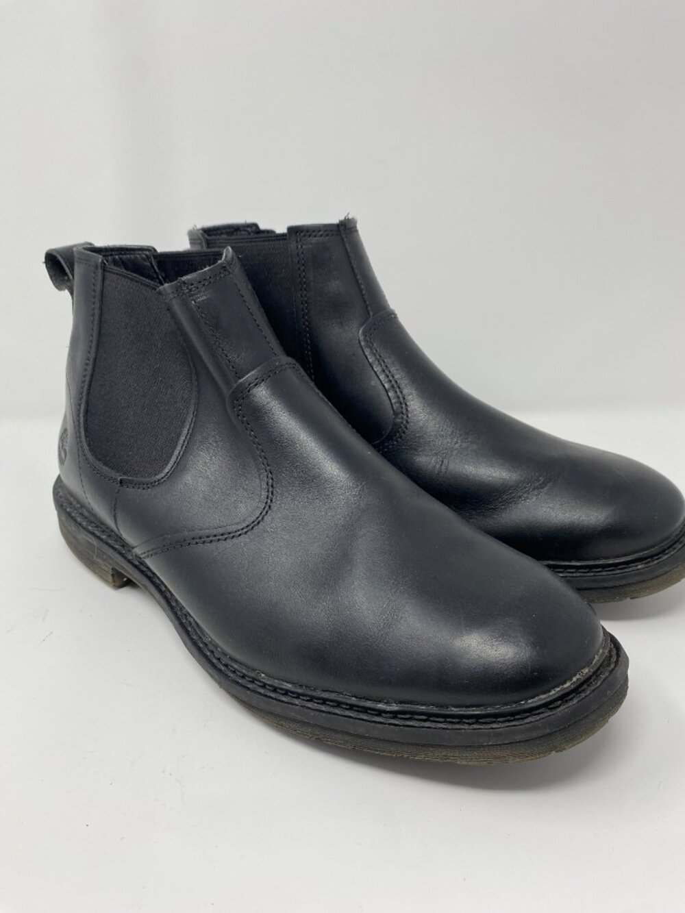 Timberland Logan Bay Chelsea Boots Mens 12 Black Full Grain Leather